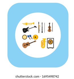 musical instruments on white background