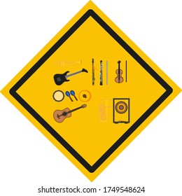 musical instruments on white background