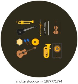 musical instruments on white background