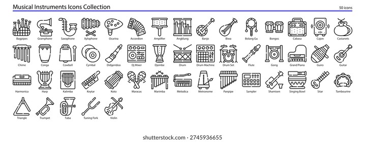 Musical Instruments Orchestra Band Equipment Icon Collection