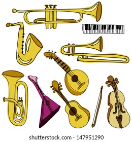 musical instruments over white background vector illustration 