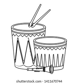 musical instruments party cartoons in black and white