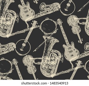Musical instruments pattern. Vector illustration