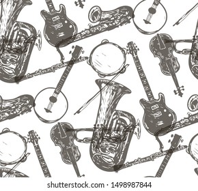 Musical instruments pattern. Vector illustration