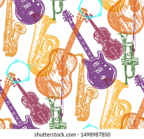 Musical instruments pattern. Vector illustration