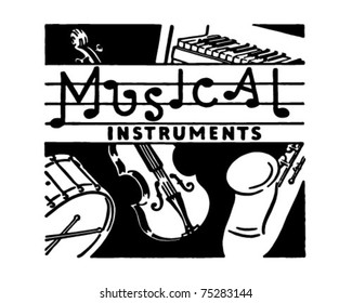 Musical Instruments - Retro Ad Art Banner