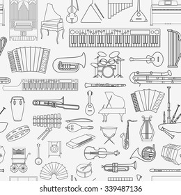 Musical instruments seamless pattern. Vector illustration