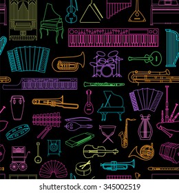 Musical instruments seamless pattern. Vector illustration