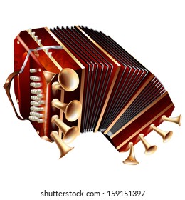 Musical instruments series. Classical bandoneon, isolated on white background 