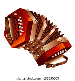 Musical instruments series. Classical concertina, isolated on white background