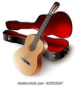 Musical instruments series. Classical Spanish guitar, isolated on white background