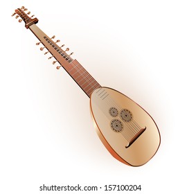 Musical instruments series. Late Baroque era lute. Isolated on white background