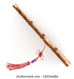 Musical instruments series. Traditional Chinese Bawu flute, isolated on white background