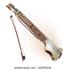 Musical instruments series. Traditional Indian harp (diruba/esraj), isolated on white background