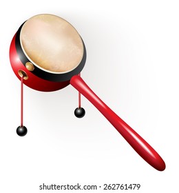 Musical instruments series. Traditional Japanese den-den daiko, isolated on white background. Vector illustration