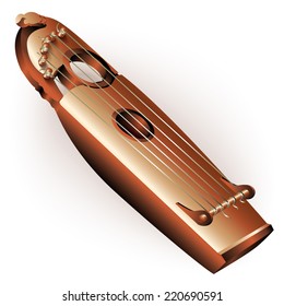 Musical instruments series. Traditional Russian gusli, isolated on white background. Vector illustration