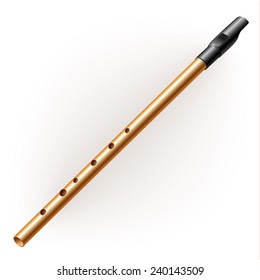 Musical instruments series. Traditional tin whistle, isolated on white background. Vector illustration