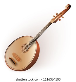 Musical instruments series. Traditional Ukrainian kobza, isolated on white background. Vector illustration
