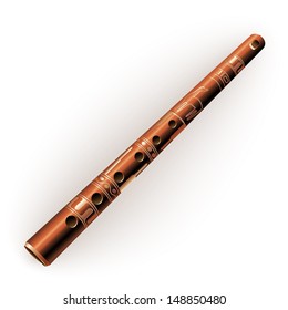 Musical instruments series.Traditional Quena flute, isolated on white background