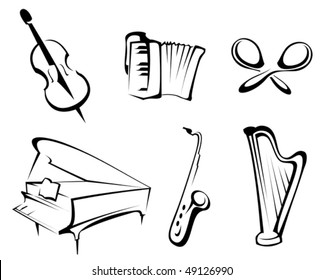 Musical instruments set for design and decorate or logo template. Jpeg version is also available
