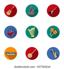 Musical instruments set icons in flat style. Big collection of musical instruments vector symbol stock illustration