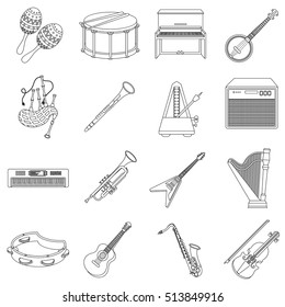 Musical Instruments Set Icons Outline Style Stock Vector (Royalty Free ...