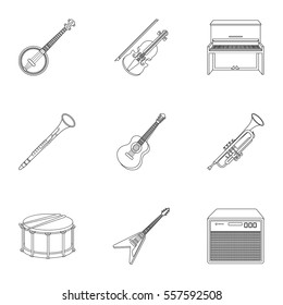 Musical instruments set icons in outline style. Big collection of musical instruments vector symbol stock illustration