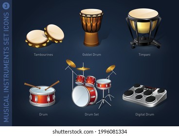 
musical instruments set icons stock vector illustration isolated, collection