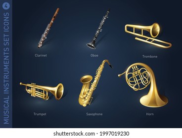 musical instruments set icons stock vector illustration isolated, collection