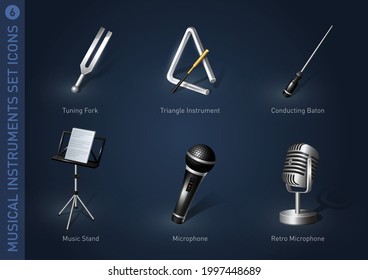 conjunto de instrumentos musicales iconos material colección de ilustraciones vectoriales