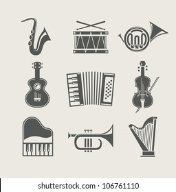 musical instruments set of icons vector illustration