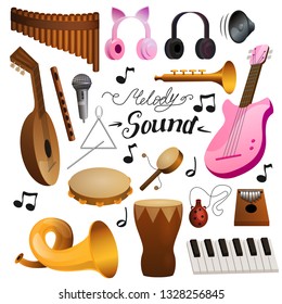 Musical instruments set isolated vector illustration