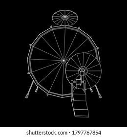 Musical instruments set. Rock band drum kit. Percussion musical instrument drums and cymbal. Wireframe low poly mesh vector illustration.