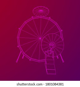 Musical instruments set. Rock band drum kit. Percussion musical instrument drums and cymbal. Wireframe low poly mesh vector illustration.