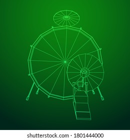 Musical instruments set. Rock band drum kit. Percussion musical instrument drums and cymbal. Wireframe low poly mesh vector illustration.