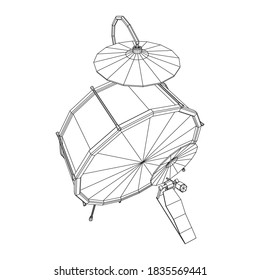 Musical instruments set. Rock band drum kit. Percussion musical instrument drums and cymbal. Wireframe low poly mesh vector illustration.