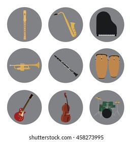 Musical instruments set for use in advertising, presentations...