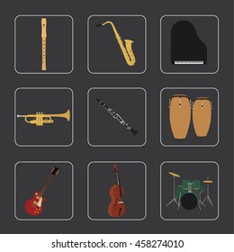 Musical instruments set for use in advertising, presentations...