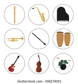 Musical instruments set for use in advertising, presentations...
