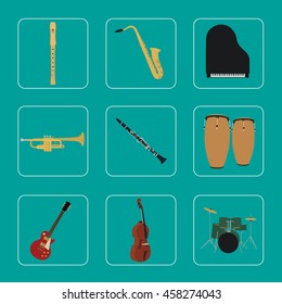 Musical instruments set for use in advertising, presentations...