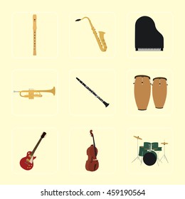 Musical instruments set for use in advertising, presentations, brochures, documents and forms, etc.