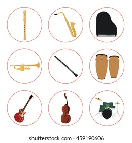 Musical instruments set for use in advertising, presentations, brochures, documents and forms, etc.