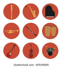 Musical instruments set for use in advertising, presentations, brochures, documents and forms, etc.