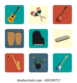 Musical instruments set for use in advertising, presentations, brochures, documents and forms, etc.