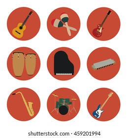 Musical instruments set for use in advertising, presentations, brochures, documents and forms, etc.