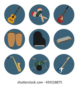 Musical instruments set for use in advertising, presentations, brochures, documents and forms, etc.