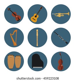 Musical instruments set for use in advertising, presentations, brochures, documents and forms, etc.