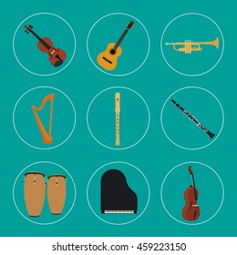 Musical instruments set for use in advertising, presentations, brochures, documents and forms, etc.