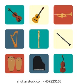 Musical instruments set for use in advertising, presentations, brochures, documents and forms, etc.