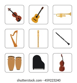 Musical instruments set for use in advertising, presentations, brochures, documents and forms, etc.